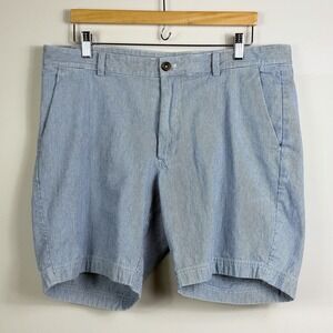 Brooks Brothers Red Fleece Shorts Mens 38 x 8 Light Blue Stripes